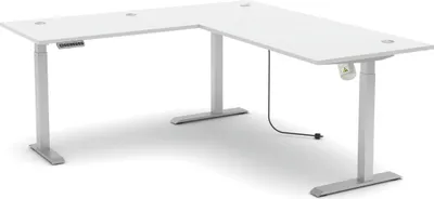 Produktbild von Höhenverstellbarer Eckschreibtisch SANTORIN Weiß – 185 x 177 cm