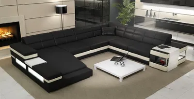 Produktbild von Design Ecksofa Sofa Couch Polster Eckgarnitur Ledersofa Sofas Couchen U Form Neu
