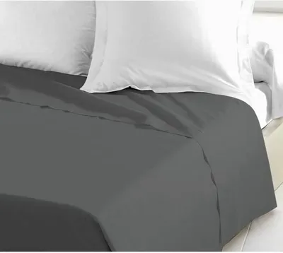 Produktbild von Spannbettlaken 100% Baumwolle, 180x290 cm, Einzelbett, 54 Fäden, Dunkelgrau,