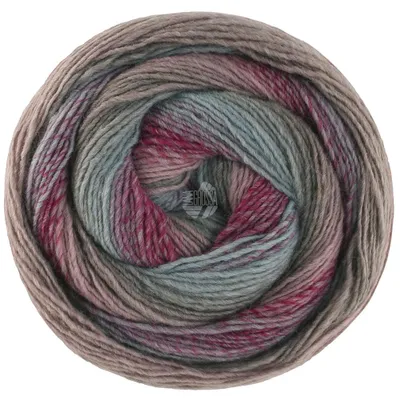 Produktbild von Lana Grossa GOMITOLO VERSIONE 200 g leicht gedrehtes Kammgarn mit effektvollem Farbverlauf und Struktur 700 m Farbe 461 - Bordeaux/Minttürkis/Graubraun/Altrosa