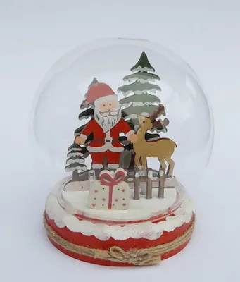Produktbild von Deko Glas Kugel LED Lichtkugel Leuchtkugel Weihnachtsmann Hirsch Schneekugel