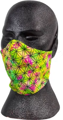 Produktbild von PSYWORK Schwarzlicht Behelfsmaske Neon "Flower of Life III", Gr. L