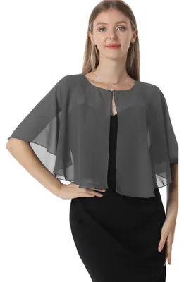Productafbeelding van Chiffon capelet voor dames, zachte sjaals en omslagdoeken, geschikt voor feestkleding, bruiloften, etc