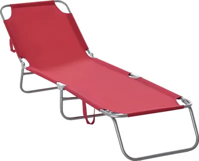 Produktbild von Sonnenliege klappbar Weinrot, Gartenliege Campingliege Oxford-Polyester Stahlrahmen, 5-fach verstellbar, rostfrei | 187 x 55 cm | 3,5 kg | wetterfest