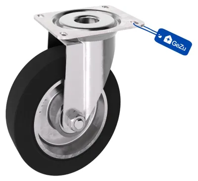 Produktbild von GeZu Impex Schwerlastrolle 160 x 40 mm Lenkrollen Vollgummi Gerüstrolle Rollgerüst