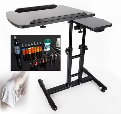 Produktbild von Tattoo Workstation Ständer Tattoo Schreibtisch Tabelle 65-97cm Einstellbar Höhe Arbeitsplatz Mobiler Tattoo-Aufbewahrungstisch für Tätowierung,Professioneller Salon