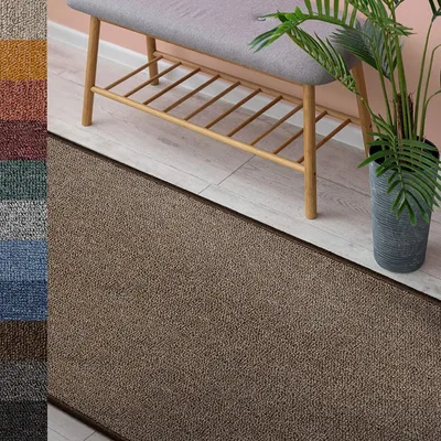 Produktbild von Teppich London pflegeleichter flacher Schlingenflor Wohnteppich Hellbraun 80x150 cm