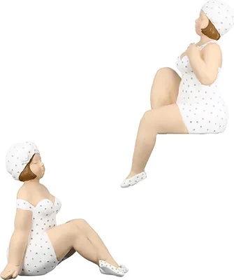 Immagine prodotto di Gilde Kantensitzerfigur, Badenixe, "Becky", gepunktet, Kunstharz, weiß, L. 18 cm, B. 12 cm, H. 31 cm 89329 4001250893295 2 Stück (2-fach sortiert)