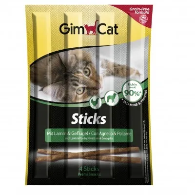 Imagen del producto de GimCat Sticks, sabor a cordero y aves, paquete de 4 unidades