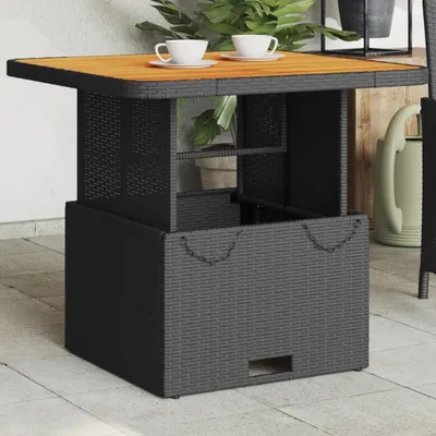 Produktbild von Stół ogrodowy czarny 80x80x71 cm z polirattanu i drewna akacjowego
