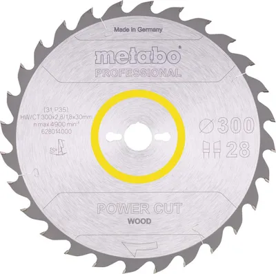 Produktbild von Metabo Sägeblatt power cut wood - professional, 300x30, Z28 WZ 15°