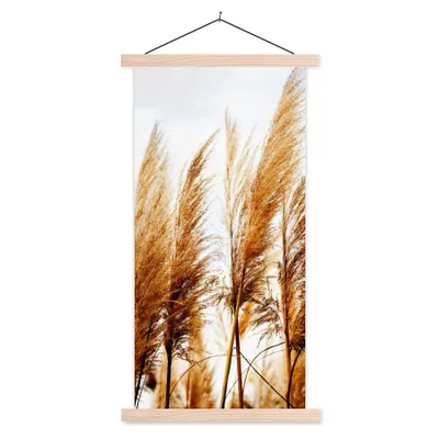 Produktbild von MuchoWow® Textilposter Pampasgras - Sonne - Gras 40x80 cm mit holzfarbenen Rahmen - Wohnzimmer