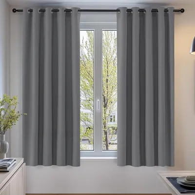 Immagine prodotto di Tende oscuranti, protezione dal freddo, tende per soggiorno, opache, 138x168 cm, grigio chiaro, set da 2