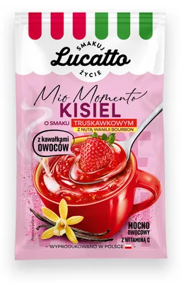 Produktbild von LUCATTO Erdbeer-Kissel mit Vanille und Fruchtstückchen 31,5 g