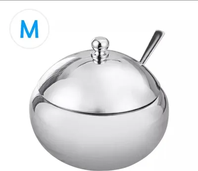 Obrázek produktu pro Stainless Steel Seasoning Pots Salt Box Sugar Bowel Condiment Caddy Container Holder with Spoon Lid for Catering Hosting Parties Kitchen