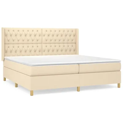 Produktbild von vidaXL Boxspringbett mit Matratze Creme 200x200 cm Stoff