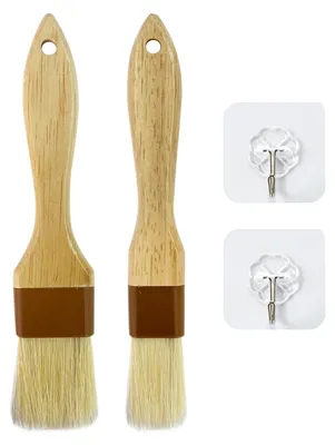 Backpinsel-Set 2er, Wildschweinborsten, 2 Größen, mit Haken