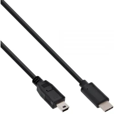 Produktbild von InLine® USB 2.0 Kabel, USB-C Stecker an Mini-B Stecker, schwarz, 2m