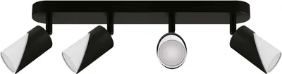 Produktbild von Deckenspot Metall GU10 verstellbar Schwarz Weiß 4-flammig länglich Spot Lampe Decke
