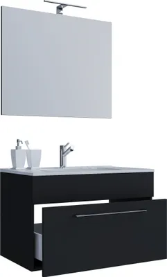 Immagine prodotto di 3 pz. lavabo lavabo | lavabo larghezza 60 cm | set mobili bagno appeso con cassetto Specchio | Badinos