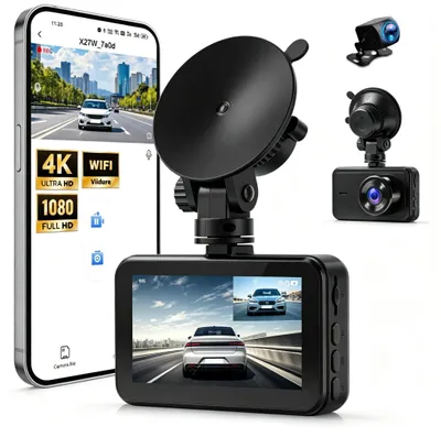 Obrázok produktu pre Akčná kamera 4K + 1080P s duálnym kanálom, Wi-Fi, 150° širokouhlý objektív a 3-palcovým displejom