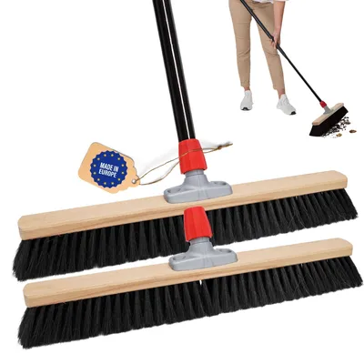 Produktbild von Novaliv Grosser Besen 2x Saalbesen 100 cm mit Stiel Borsten Kunstborsten besen fein Ideal als Werkstattbesen mit Stiel Hallenbesen Industriebesen Hausbesen Kehrbesen Zimmerbesen Haarbesen Besen Groß