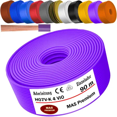 Produktbild von 90m Aderleitung H07 V-K VIO 4 mm² Violett Einzelader flexibel
