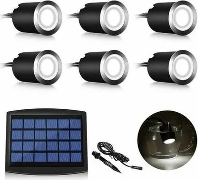 Produktbild von 6er Set Mini LED Strahler Solar LED Bodeneinbaustrahler, 3W Außen Bodeneinbauleuchte, Outdoor Bodeneinbaustrahler, Rostfrei, Belastbar bis 800kg, 12V-24V DC, Edelstahl