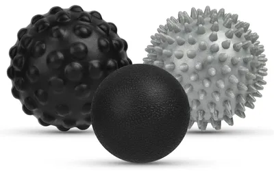 Immagine prodotto di Palla per massaggio fasciale con punte - Set da 3 - Due misure - Gomma - Massaggio per trigger point