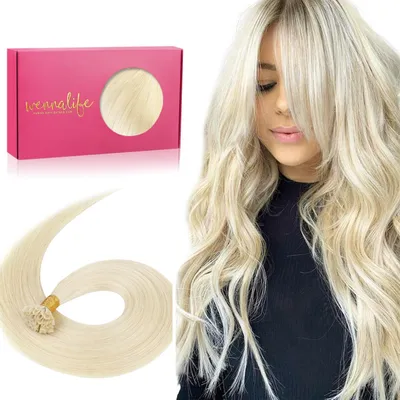 Produktbild von Echthaar Extensions U-Tip Keratin Bondings 55cm 50g Platinblond