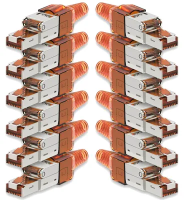 Produktbild von 12x Netzwerkstecker CAT 7 Werkzeuglos RJ45 Netzwerk Metall Stecker Verlegekabel
