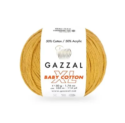 Produktbild von Gazzal Baumwolle XL 3447 Handstrickgarn Baumwollmischgarn Wolle 50 g 105 m Senfgelb