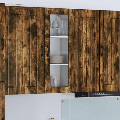 Immagine prodotto di vidaXL Armadio a muro in vetro LUCCA Rovere affumicato 40 x 31 x 100 cm