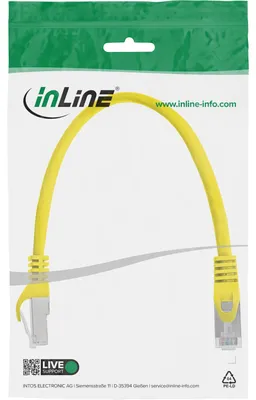 Produktbild von InLine Patchkabel, SF/UTP, Cat.5e, gelb, 0,3m, 0,3 m, Cat5e, SF/UTP (S-FTP), RJ-45, RJ-45, Gelb