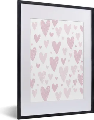 Produktbild von MuchoWow® MuchoWow® Gerahmtes Poster Herz - Design - Rosa - Mädchen - Baby - Mädchen 30x40 cm - Poster mit zchwarzem Bilderrahmen - Wandposter Schlafzimmer