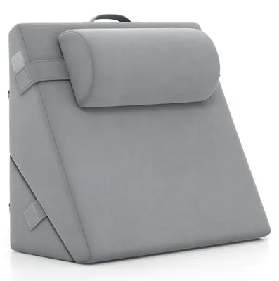 Immagine prodotto di Set di 3 cuscini triangolari COSTWAY, cuscini triangolari in schiuma memory per alleviare dolori alla schiena, alle gambe, alle braccia e alle ginocchia; cuscini per il reflusso e post-operatori; colore: grigio
