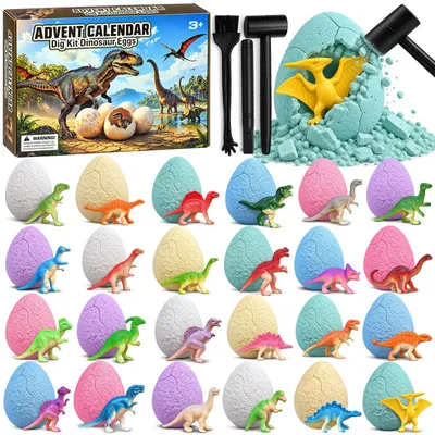 Obrázek produktu pro Adventní kalendář 2026 Dinosauři Vykopávková sada pro děti 24 dní Vánoční kalendář s 24 vejci dinosaurů a 24 figurkami dinosaurů Dino hračka Vánoční