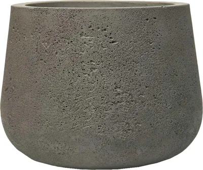 Produktbild von VIVANNO Blumentopf Fiberglas GIRAR Rund, Vesuvgrau Beton-Design - 36x27 cm