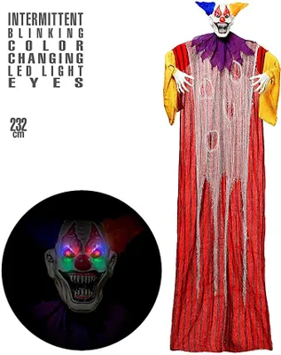 Produktbild von Horror Clown lebensgroß - pulsierend blinkende LED Augen - Grusel Deko Halloween