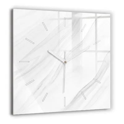 Obrázok produktu pre Wallfluent Hodiny - Sklenené Nástenné Hodiny - Tichý Quartz Strojček - Nástenná Dekorácia Spálňa Kuchyň - Biele Ruky - 60x60 cm - Dekoratívny mramor