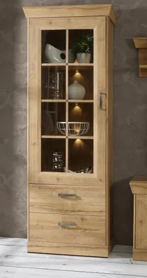 Produktbild von Vitrine Standschrank Vitrinenschrank Standvitrine Beistellschrank "Kalamaria II"  Waterford Eiche