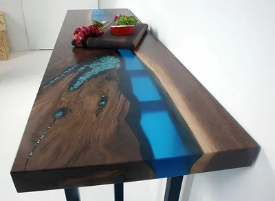 Produktbild von Esstisch River Table Echtes Holz Massiv Epoxidharz Tische 260x100 Neu Flusstisch