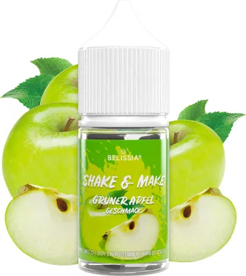 Produktbild von Belissia Shake and Make Grüner Apfel Refill - 30 ml hochdosiertes Lebensmittelaroma - zum Nachfüllen - Für Backen, Speisen, Getränke, Shakes, DIY uvm