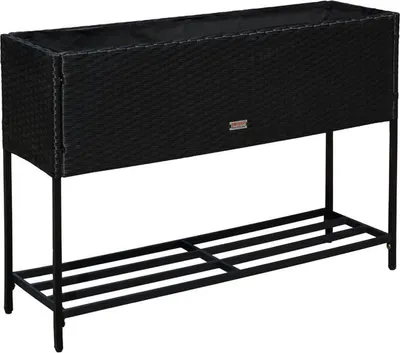 Produktbild von Polyrattan Hochbeet Blumenbeet 100x30x70 cm Kräuterbeet Gemüsebeet Schwarz