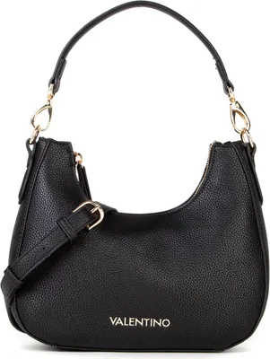 A black Valentino handbag is shown against a white background.
