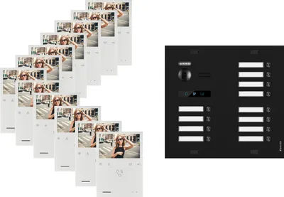 Produktbild von BALTER EVO QUICK Video Türsprechanlage Schwarz Set für 12-Familienhaus 12x 4,3" Monitor