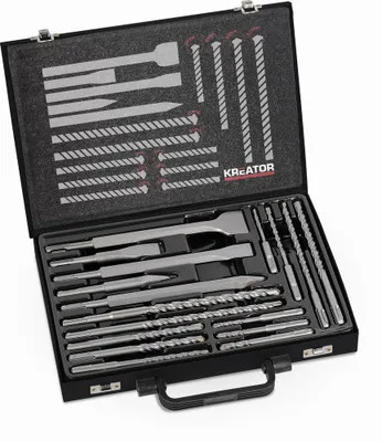 Produktbild von Kreator SDS Bohrer + Meißel Set Stahl 17 tlg. inkl. Aufbewahrungskoffer