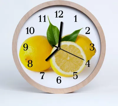 Produktbild von Holzuhr 30fi cm wanduhr - Zitronen-Frucht