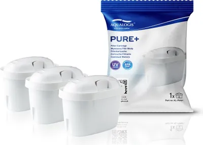 Obrázek produktu pro Aqualogis Pure+ 3dílná náhradní filtrační sada - kompatibilní s Brita Maxtra+, Brita Maxtra Style Marella Cool Mavea Elemaris XL Brita Fun Water Jug