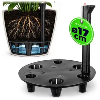 Produktbild von KADAX Übertopf Bewässerungssystem Ø 17 x H 20 cm, Bewässerungseinsatz Rund Kunststoffeinsatz mit Wasserstandsanzeige, Selbstbewässerungssystem für Blumentöpfe, Wasserspeicher, KI-generiertes Bild